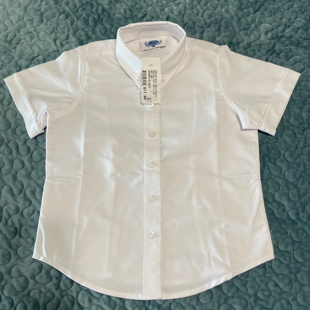 NWT Educational Outfitters Girls Uniform Blouse Sz 6 Oxford Tail Shirt SS Button
